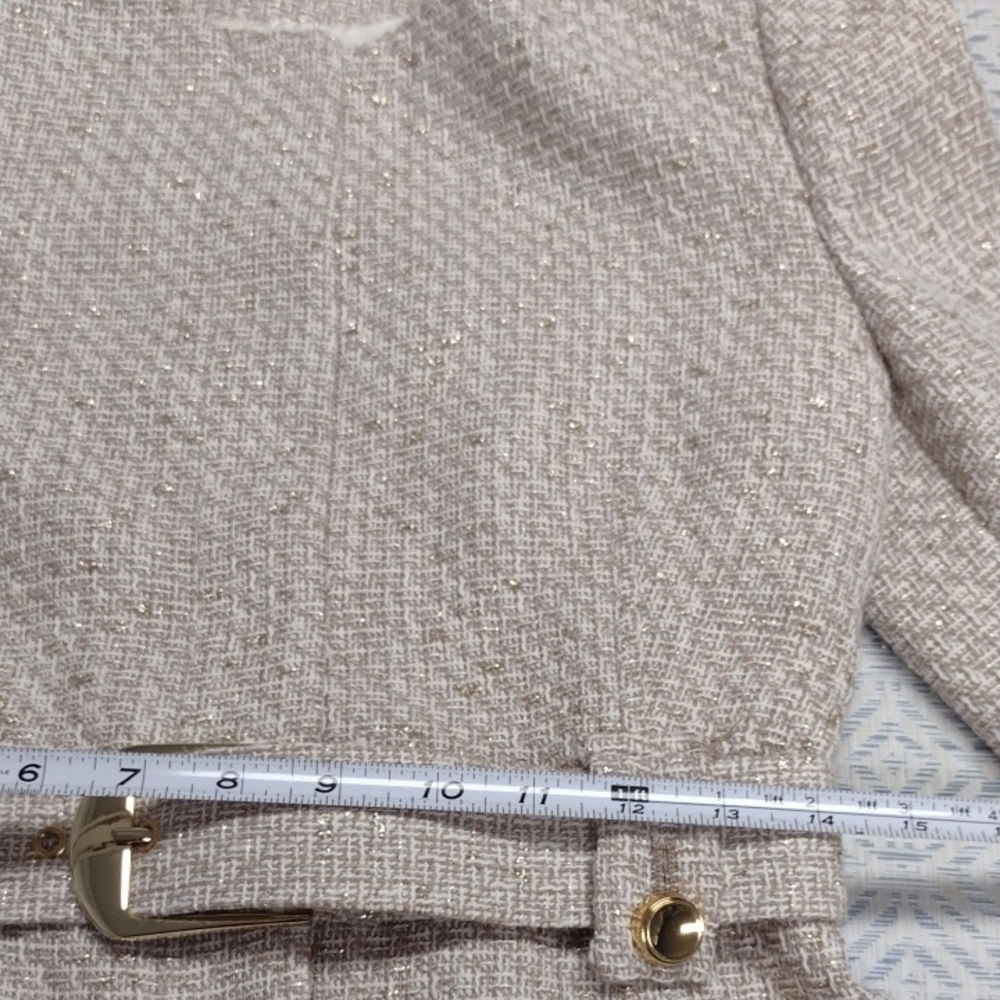 Zara Cream And Gold Textured Women's Blazer - Picture 6 of 16